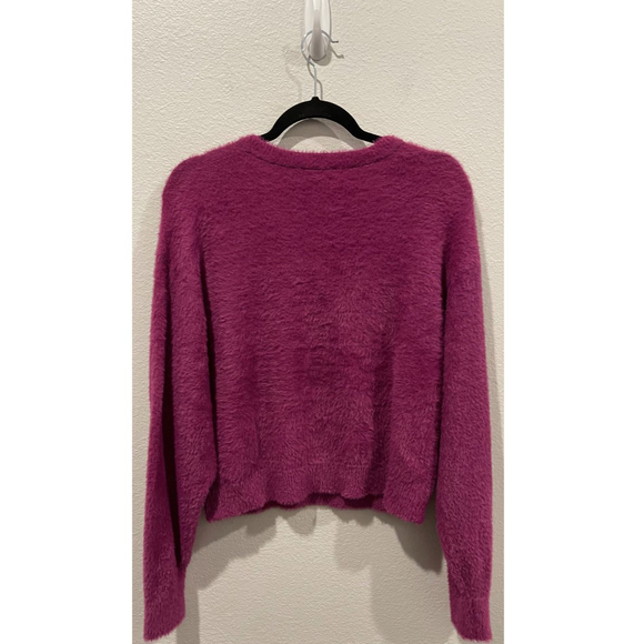 SPLENDID Fuzzy Crop Dolman Magenta Sweater - Picture 4 of 4
